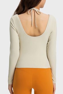  PACK264689-P1-1, White Halter Neck Cut out Open Back Yoga Athletic Top