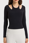 PACK264689-P2-1, Black Halter Neck Cut out Open Back Yoga Athletic Top