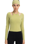 PACK264689-P709-1, Spinach Green Halter Neck Cut out Open Back Yoga Athletic Top