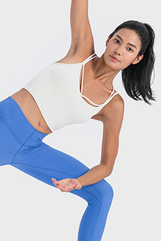 PACK264690-P1-1, White Ribbed Criss Cross Padded Cropped Workout Vest