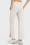 PACK265458-P101-1, White High Waist Split Flare Yoga Pants