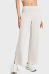 PACK265458-P101-1, White High Waist Split Flare Yoga Pants