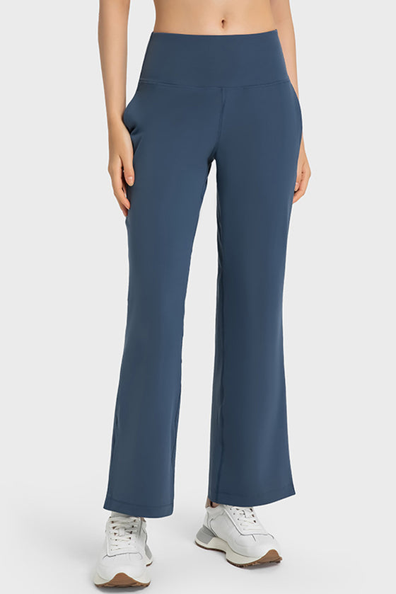 PACK265458-P705-1, Real Teal High Waist Split Flare Yoga Pants