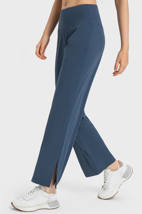 PACK265458-P705-1, Real Teal High Waist Split Flare Yoga Pants