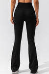 PACK265461-P2-1, Black Solid Criss Cross High Waist Flared Yoga Pants