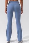 PACK265461-P604-1, Ashleigh Blue Solid Criss Cross High Waist Flared Yoga Pants