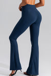 LC265464-P905-S, LC265464-P905-M, LC265464-P905-L, LC265464-P905-XL, Sail Blue Solid Color Arched Waist Flared Active Leggings