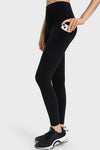 PACK265469-P2-1, Black Solid Color High Waist Active Leggings with Side Pocket