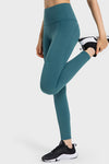 PACK265469-P1709-1, Sea Green Solid Color High Waist Active Leggings with Side Pocket