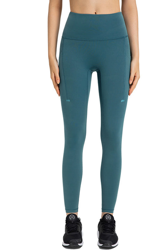 PACK265469-P1709-1, Sea Green Solid Color High Waist Active Leggings with Side Pocket
