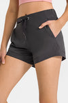 PACK265470-P2011-1, Dark Grey Solid Color Drawstring Waist Quick Dry Active Shorts