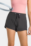 PACK265470-P2011-1, Dark Grey Solid Color Drawstring Waist Quick Dry Active Shorts