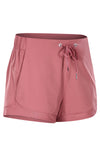 PACK265470-P5010-1, Rose Pink Solid Color Drawstring Waist Quick Dry Active Shorts