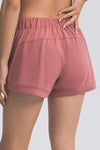 PACK265470-P5010-1, Rose Pink Solid Color Drawstring Waist Quick Dry Active Shorts