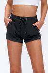 PACK265470-P2-1, Black Solid Color Drawstring Waist Quick Dry Active Shorts