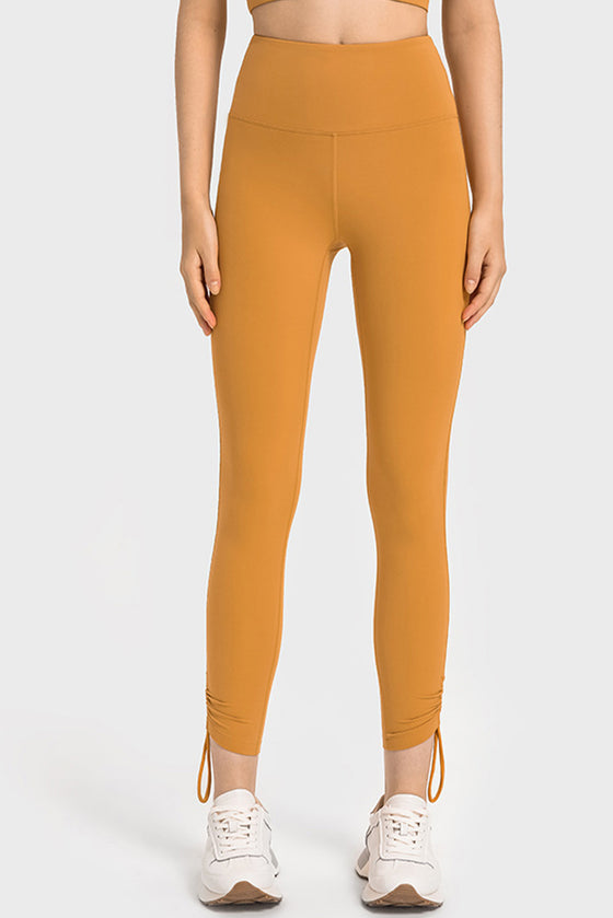 PACK265471-P7014-1, Russet Orange Drawstring Ankle Wide Waistband High Workout Leggings