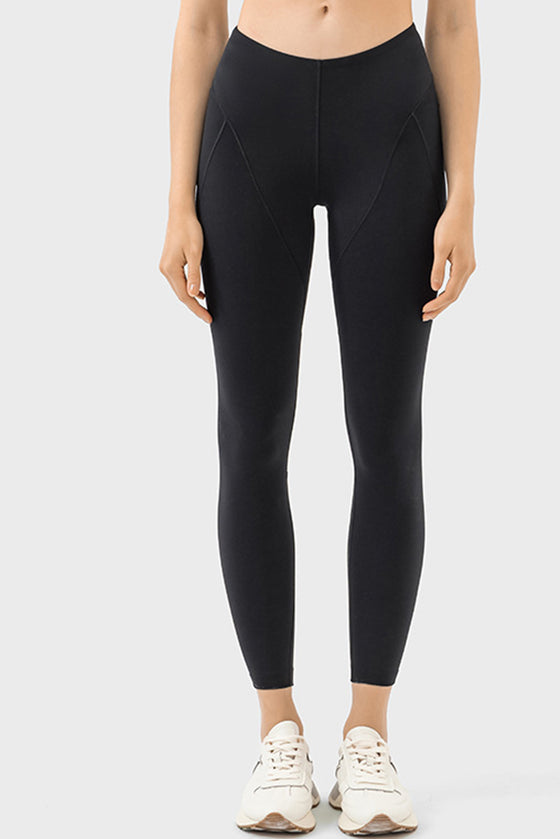PACK265472-P2-1, Black Exposed Stitching Patchwork Cropped Active Leggings