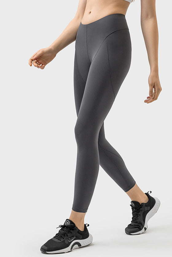 PACK265472-P2011-1, Dark Grey Exposed Stitching Patchwork Cropped Active Leggings