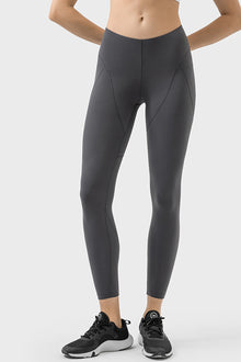  PACK265472-P2011-1, Dark Grey Exposed Stitching Patchwork Cropped Active Leggings