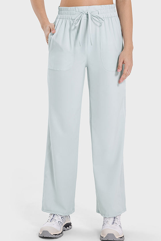 PACK265473-P804-1, Beau Blue Drawstring Shirred Waist Loose Sports Pants