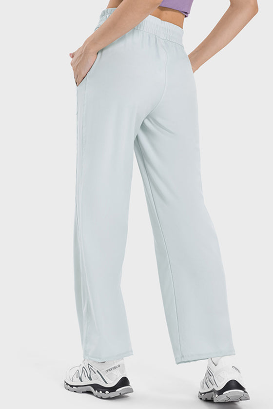 PACK265473-P804-1, Beau Blue Drawstring Shirred Waist Loose Sports Pants