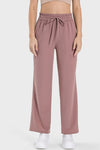 PACK265473-P8010-1, Rose Tan Drawstring Shirred Waist Loose Sports Pants