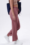 PACK265473-P8010-1, Rose Tan Drawstring Shirred Waist Loose Sports Pants