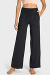 PACK265474-P2-1, Black Drawstring Waist Wide Leg Sweatpants