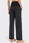 PACK265474-P2-1, Black Drawstring Waist Wide Leg Sweatpants