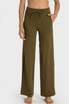 PACK265474-P17-1, Brown Drawstring Waist Wide Leg Sweatpants
