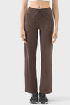 PACK265474-P5017-1, Dark Brown Drawstring Waist Wide Leg Sweatpants