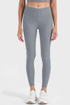 PACK265475-P3011-1, Medium Grey Ribbed Thin Strap V Shape High Waist Yoga Tights