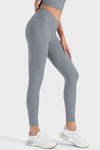 PACK265475-P3011-1, Medium Grey Ribbed Thin Strap V Shape High Waist Yoga Tights