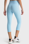 PACK265476-P204-1, Mist Blue Solid Color High Waist Sports Active Capri Leggings