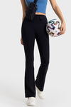 PACK265478-P2-1, Black Decorative Wide Waistband Flared Athletic Pants