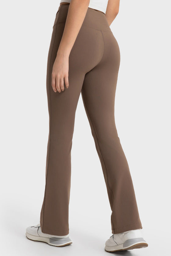 PACK265478-P2017-1, Chestnut Decorative Wide Waistband Flared Athletic Pants