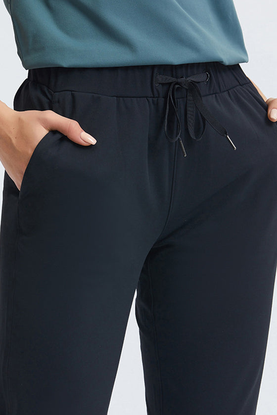 PACK265479-P2-1, Black Skinny Drawstring Waist Workout Pants