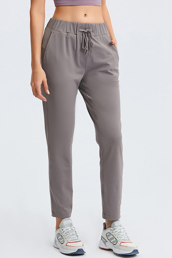 PACK265479-P11-1, Gray Skinny Drawstring Waist Workout Pants