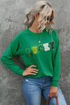 PACK25317154-9-1, Green St Patricks LUCKY Chenille Embroidered Graphic Sweatshirt