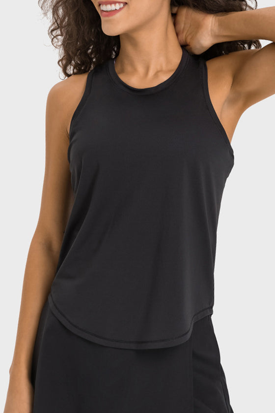 PACK264695-P2-1, Black Solid Breathable Racerback Yoga Tank Top