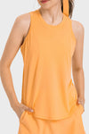 PACK264695-P3014-1, Grapefruit Orange Solid Breathable Racerback Yoga Tank Top