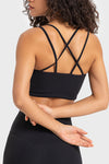 PACK264697-P2-1, Black Solid Color Strappy Crisscross Ribbed Sports Bra