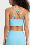 PACK264697-P4-1, Light Blue Solid Color Strappy Crisscross Ribbed Sports Bra