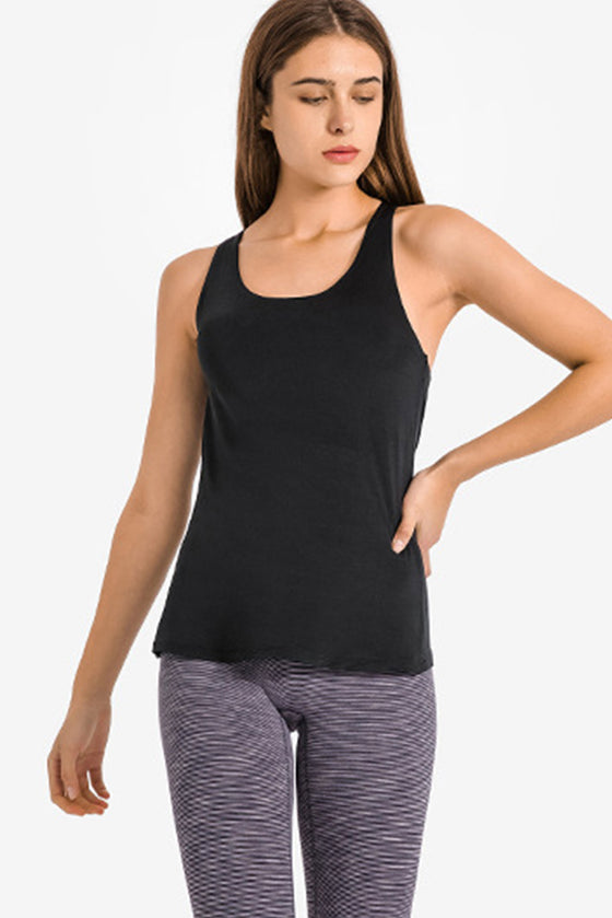 PACK264702-P2-1, Black 2pcs Sleeveless Cross Strappy Wrapped Hem Top with Bra