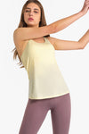 PACK264702-P107-1, Yellow Cream 2pcs Sleeveless Cross Strappy Wrapped Hem Top with Bra