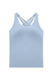 PACK264702-P804-1, Beau Blue 2pcs Sleeveless Cross Strappy Wrapped Hem Top with Bra