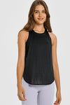 PACK264704-P2-1, Black 2-In-1 Cutout Back Split Curved Hem Active Tank Top