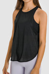 PACK264704-P2-1, Black 2-In-1 Cutout Back Split Curved Hem Active Tank Top
