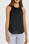 PACK264704-P2-1, Black 2-In-1 Cutout Back Split Curved Hem Active Tank Top