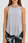PACK264704-P11-1, Gray 2-In-1 Cutout Back Split Curved Hem Active Tank Top